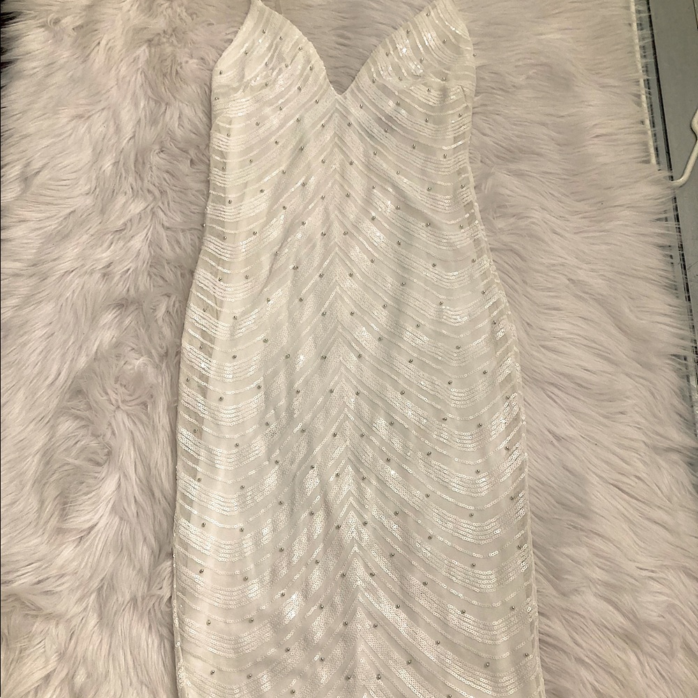 Hot Miami Styles White Sequin Maxi Dress